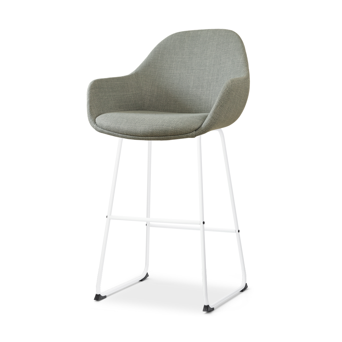 Nino-Mae barkruk saliegroen - wit onderstel - 75 cm