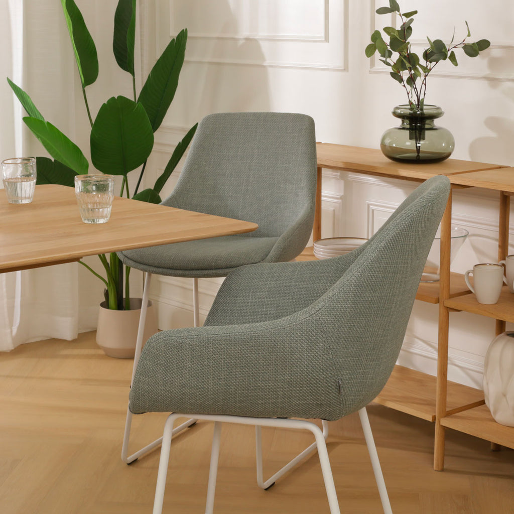 Nino-Mae barkruk saliegroen - wit onderstel - 75 cm