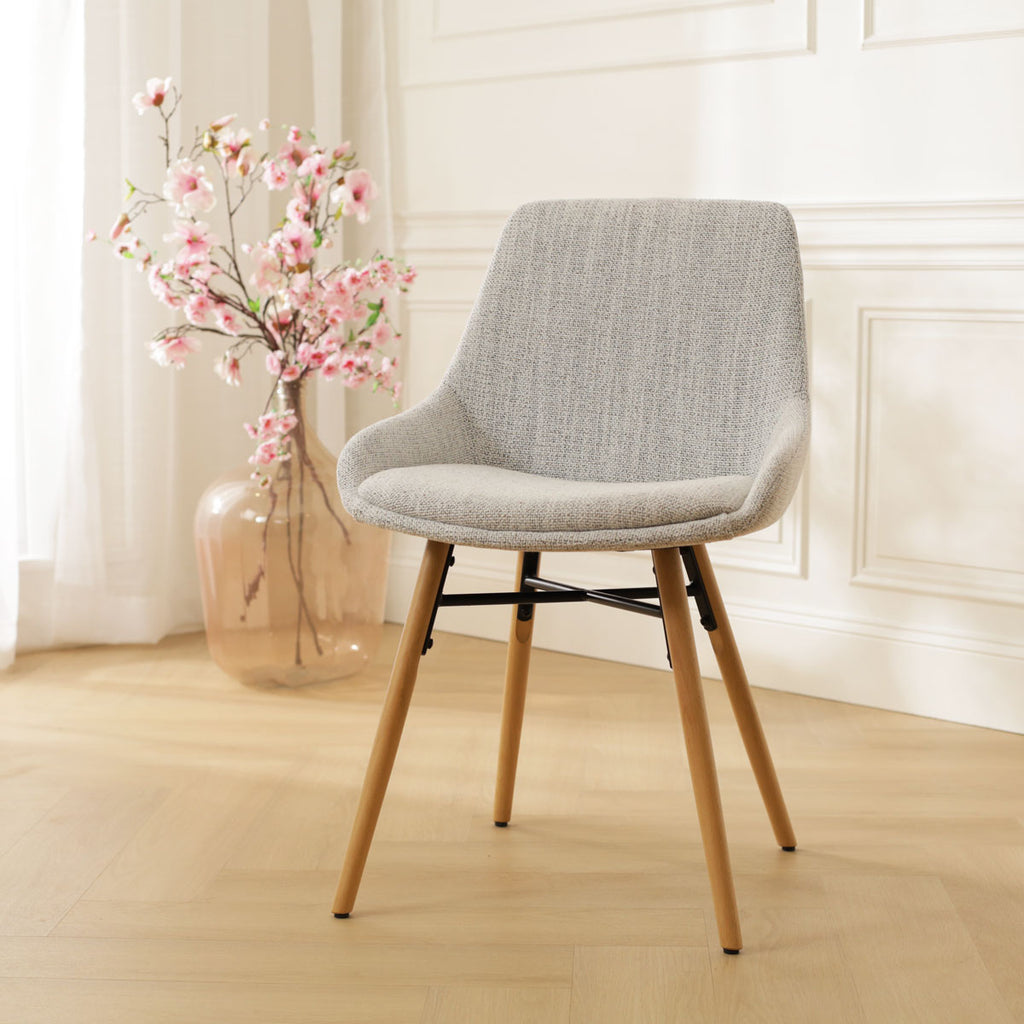 Nena-Isa eetkamerstoel beige gemêleerd - houten onderstel