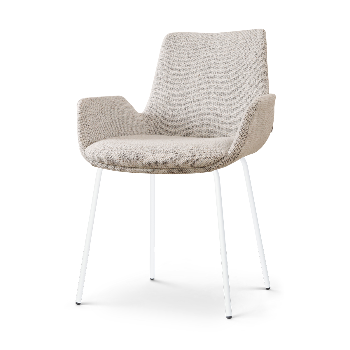 Nora-Eef eetkamerstoel beige gemêleerd - wit onderstel