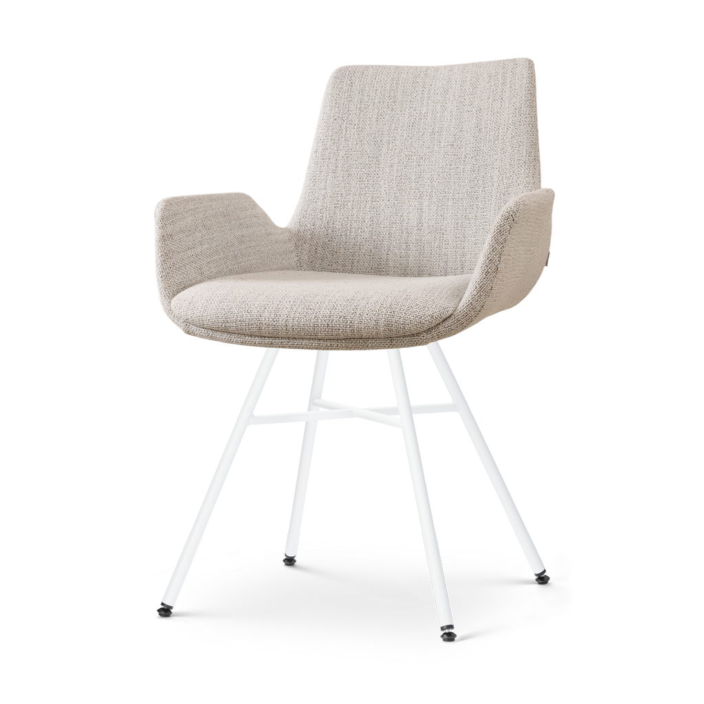 Noa-Eef eetkamerstoel beige gemêleerd - wit onderstel