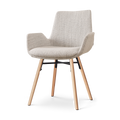 Nena-Eef eetkamerstoel beige gemêleerd - houten onderstel