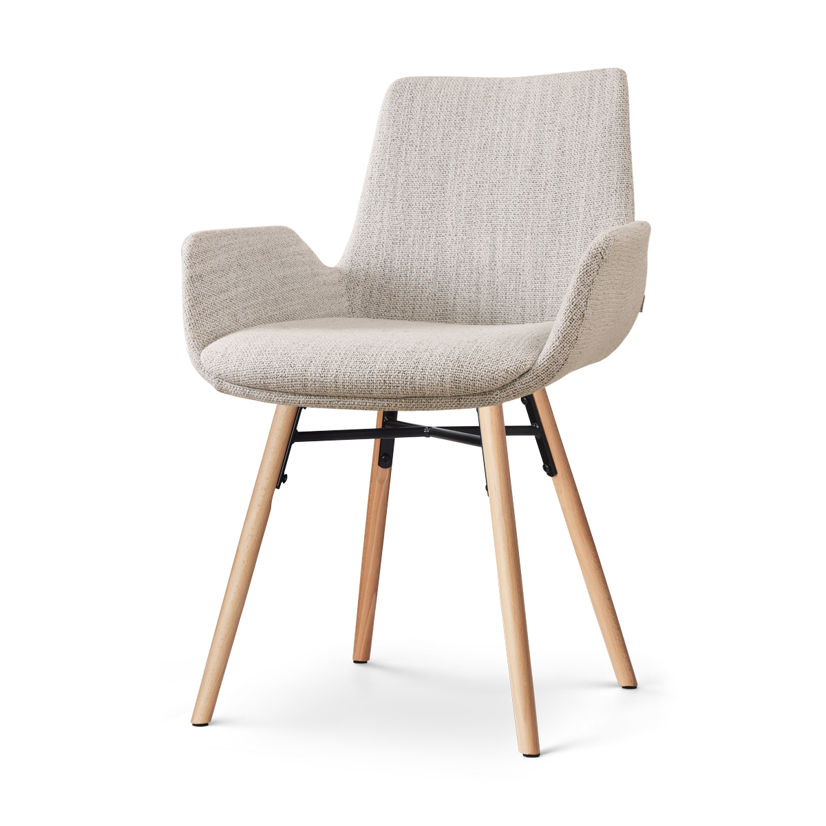 Nena-Eef eetkamerstoel beige gemêleerd - houten onderstel