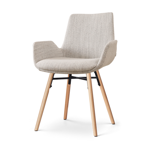 Nena-Eef eetkamerstoel beige gemêleerd - houten onderstel