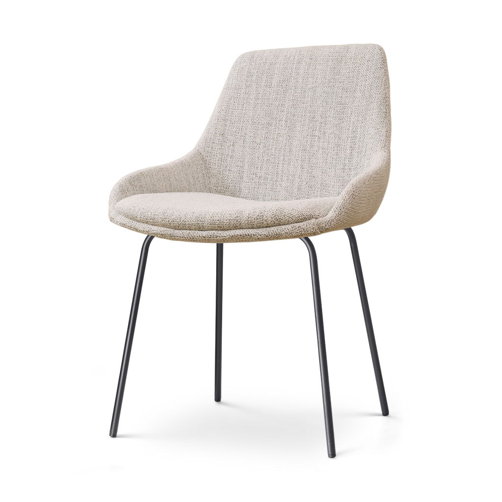 Nora-Isa eetkamerstoel beige gemêleerd - zwart onderstel