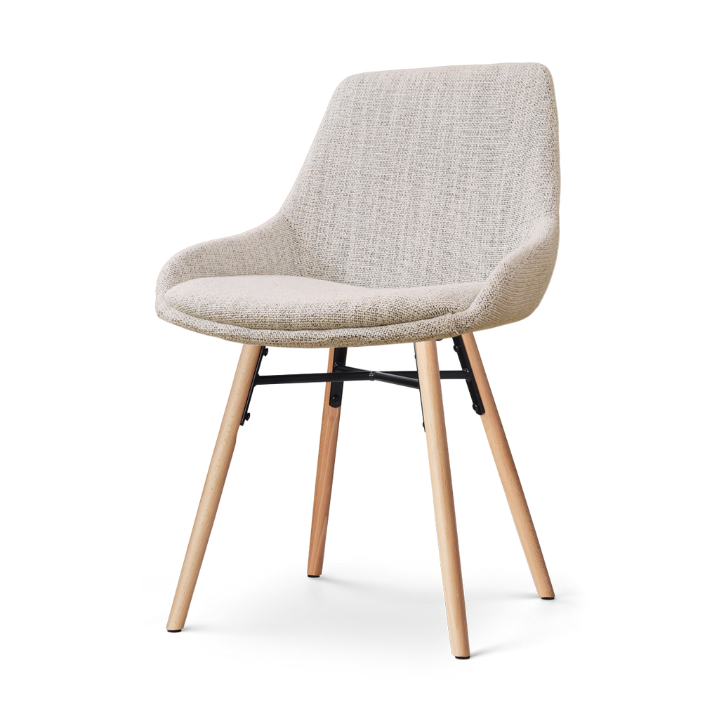 Nena-Isa eetkamerstoel beige gemêleerd - houten onderstel