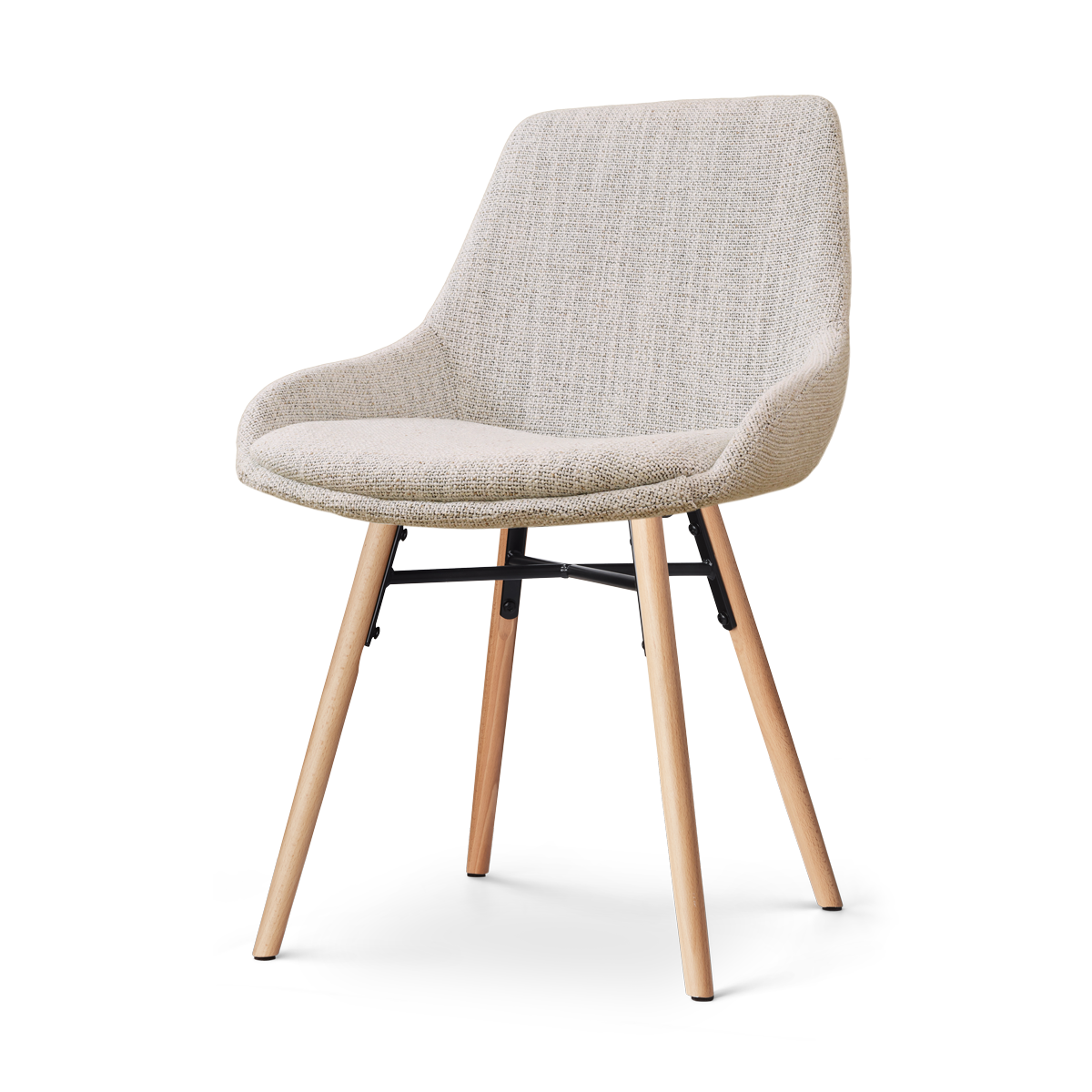 Nena-Isa eetkamerstoel beige gemêleerd - houten onderstel