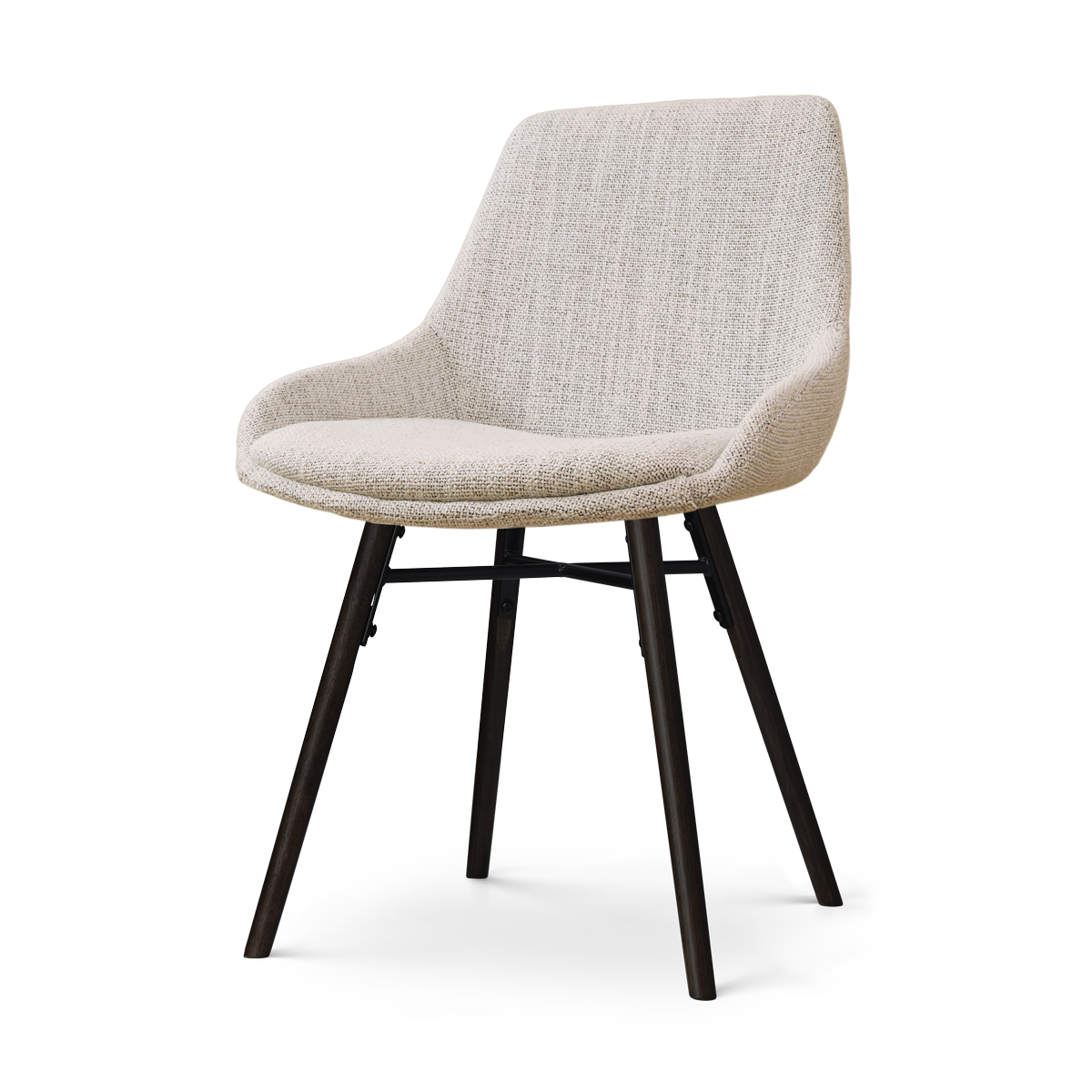 Nena-Isa eetkamerstoel beige gemêleerd - zwart houten onderstel