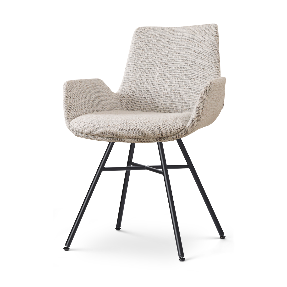 Noa-Eef eetkamerstoel beige gemêleerd - zwart onderstel