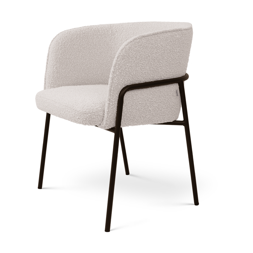 Josefien eetkamerstoel met armleuningen in bouclé beige