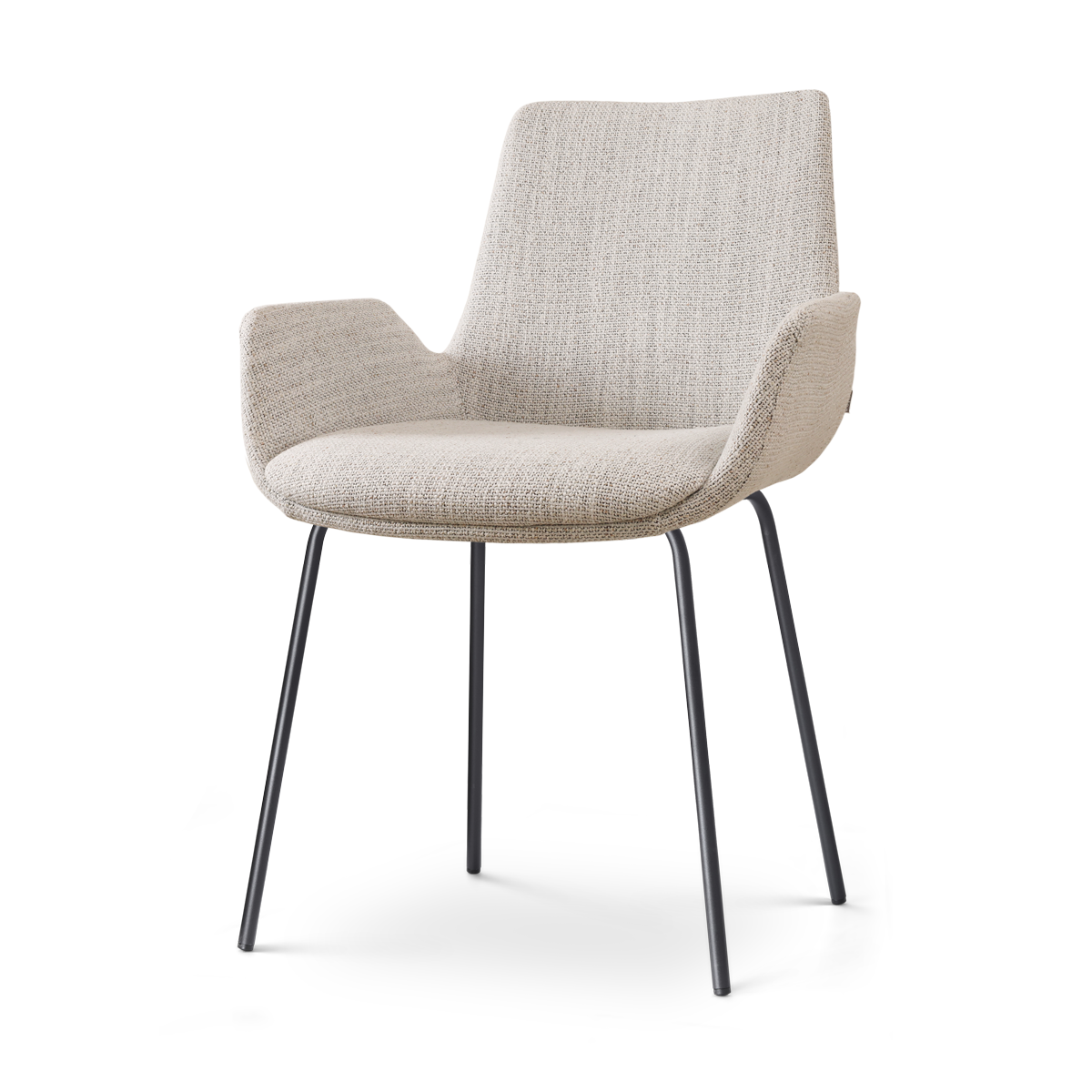 Nora-Eef eetkamerstoel beige gemêleerd - zwart onderstel
