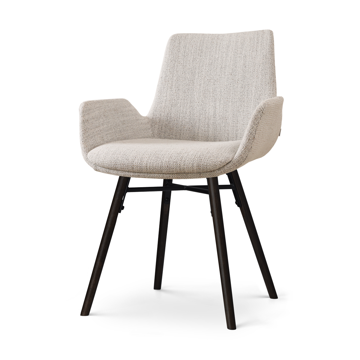 Nena-Eef eetkamerstoel beige gemêleerd - zwart houten onderstel