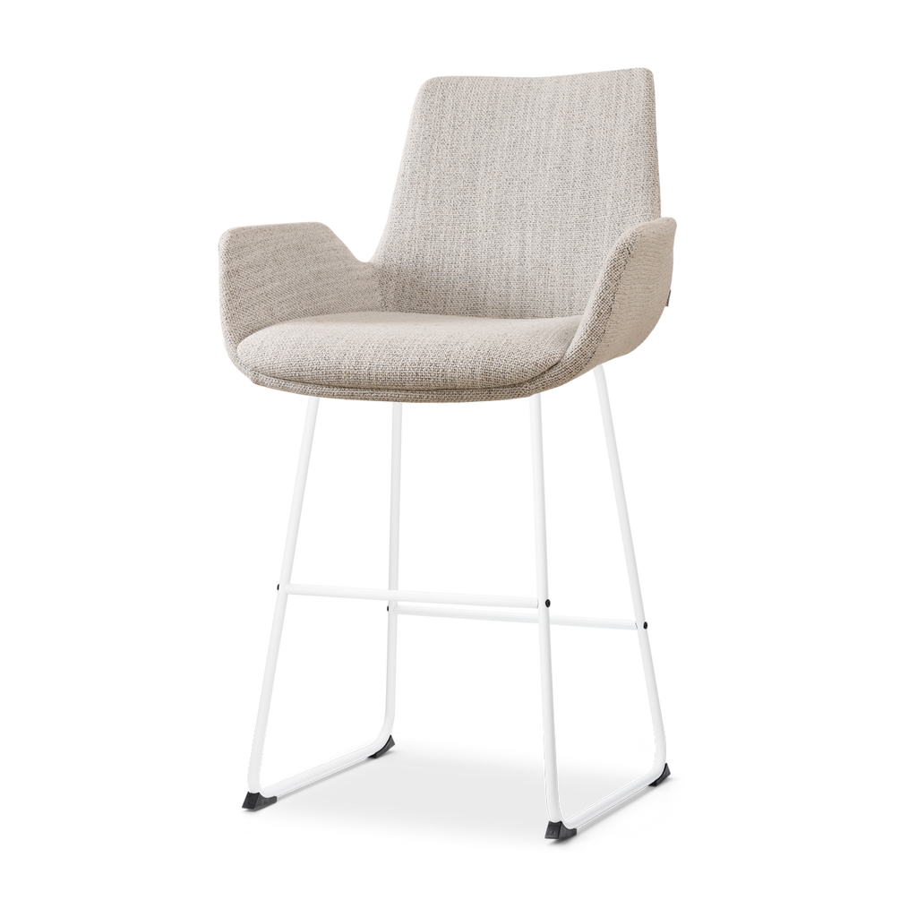 Nino-Eef barkruk beige gemêleerd - wit onderstel - 65 cm