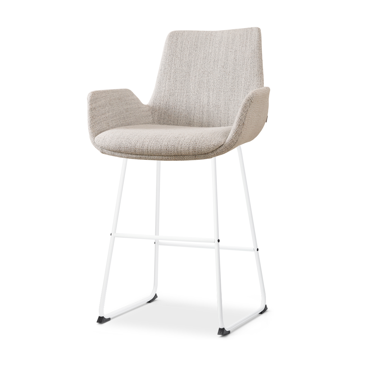 Nino-Eef barkruk beige gemêleerd - wit onderstel - 65 cm