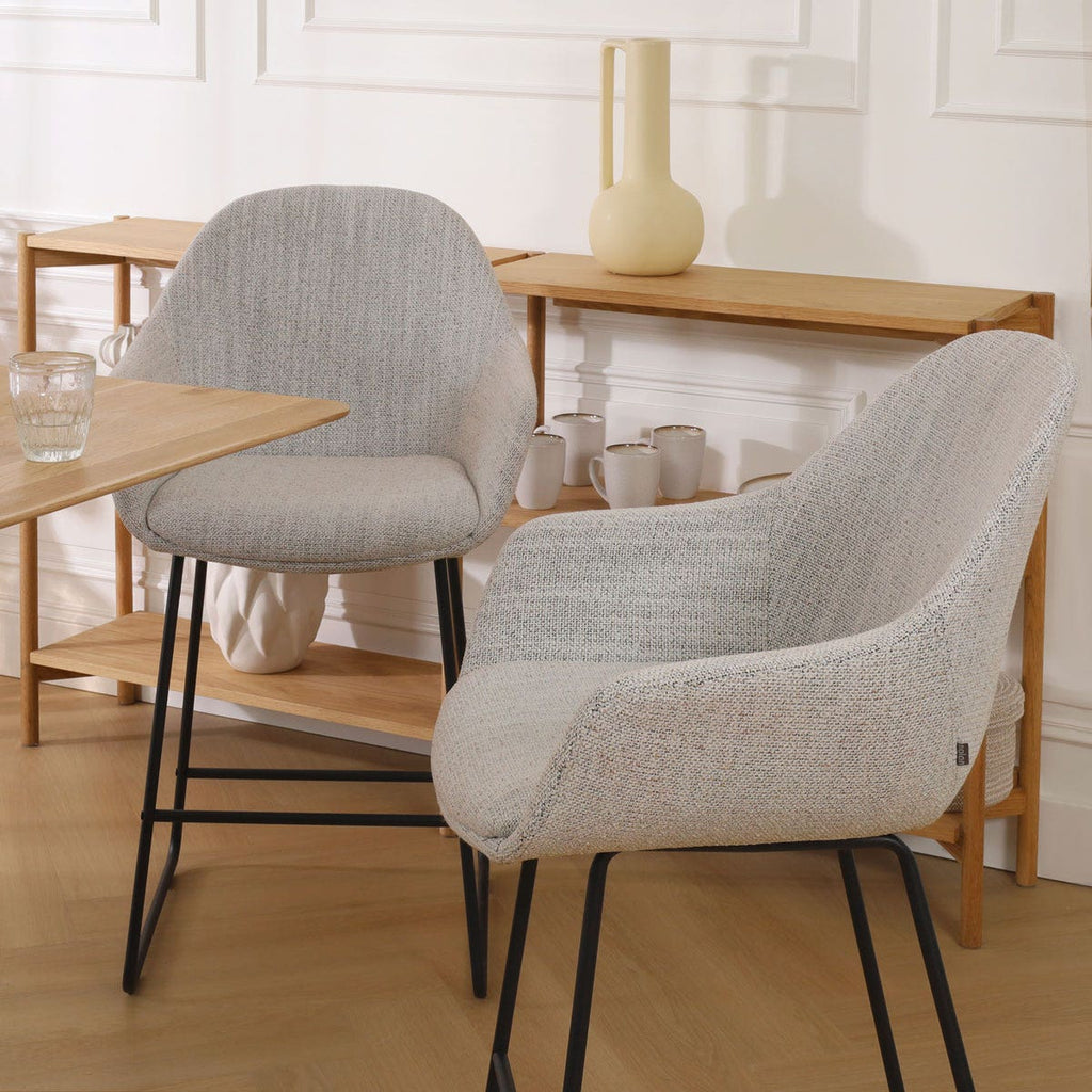 Nino-Mae barkruk beige gemêleerd - zwart onderstel - 65 cm
