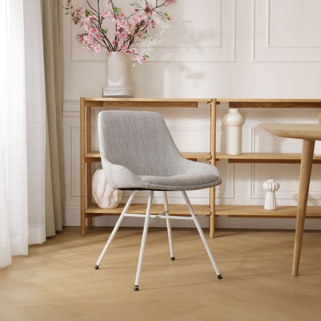 Noa-Isa eetkamerstoel beige gemêleerd - wit onderstel