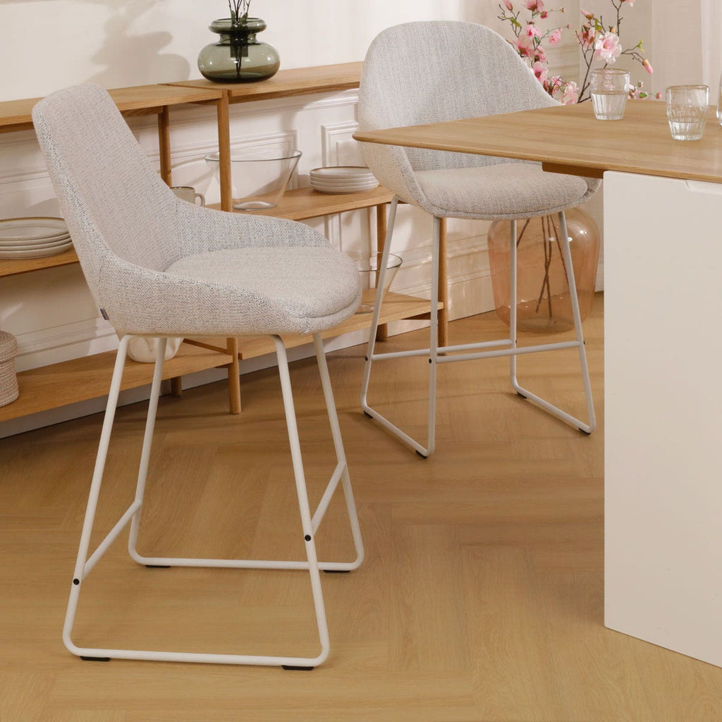 Nino-Isa barkruk beige gemêleerd - wit onderstel - 65 cm