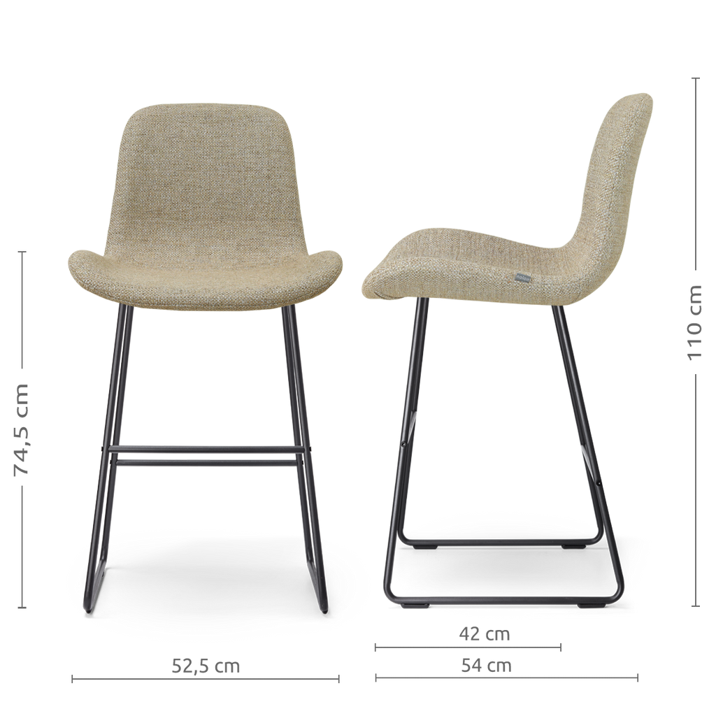 Nino-Fé barkruk taupe melange - zwart onderstel - 75 cm