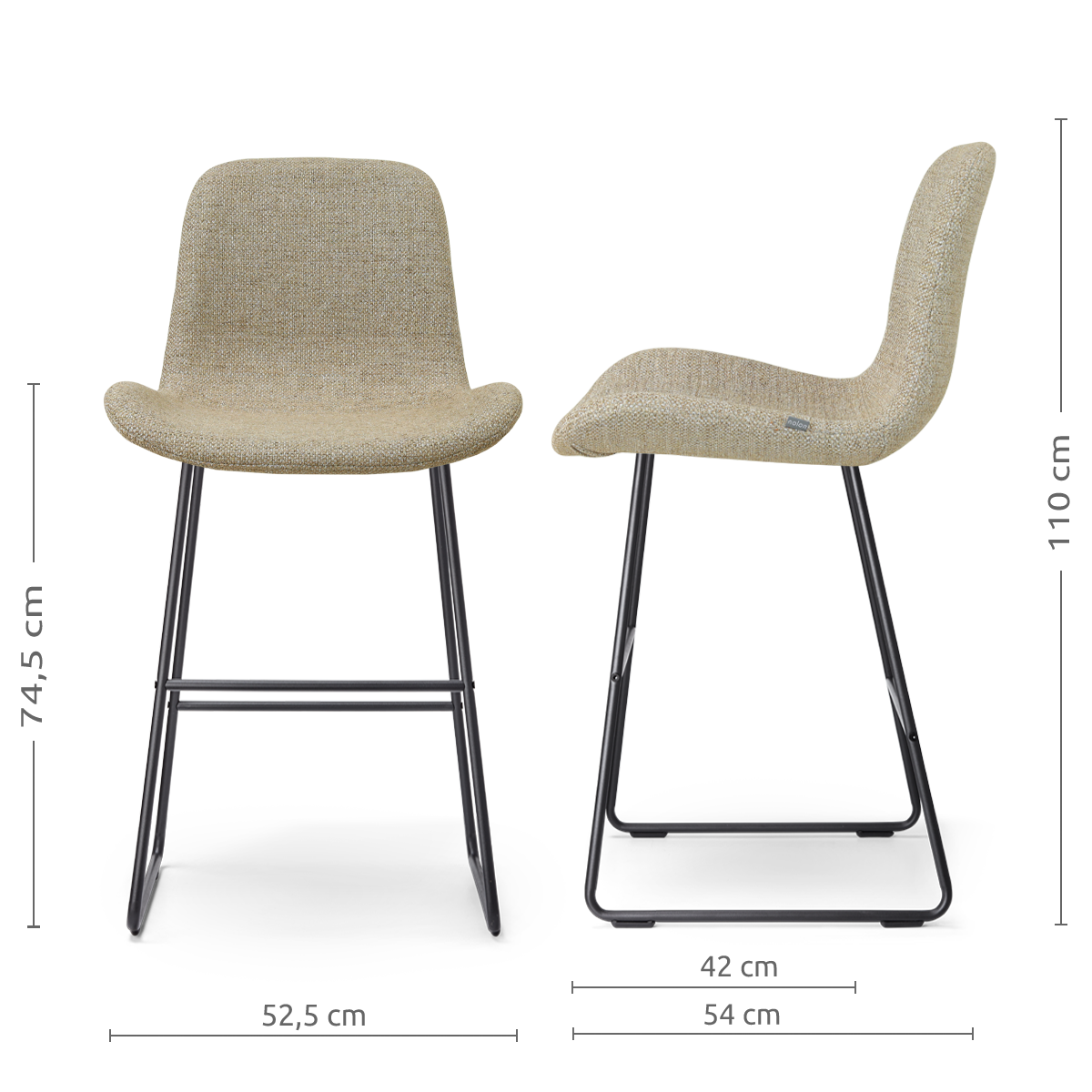 Nino-Fé barkruk taupe melange - zwart onderstel - 75 cm