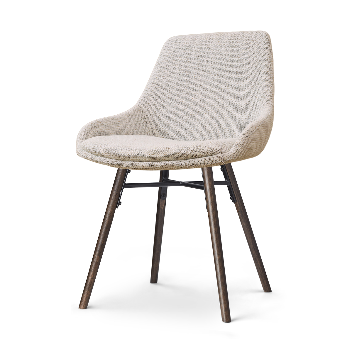 Nena-Isa eetkamerstoel beige gemêleerd - walnoot houten onderstel
