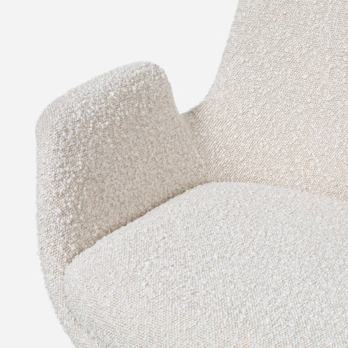 Noor-Eef draaibare eetkamerstoel bouclé beige - houten onderstel