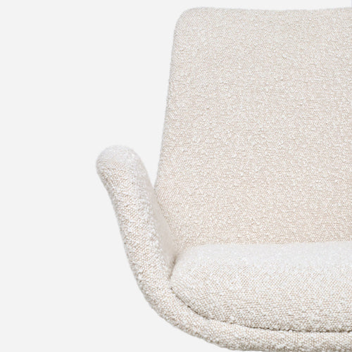 Noor-Eef draaibare eetkamerstoel bouclé beige - houten onderstel
