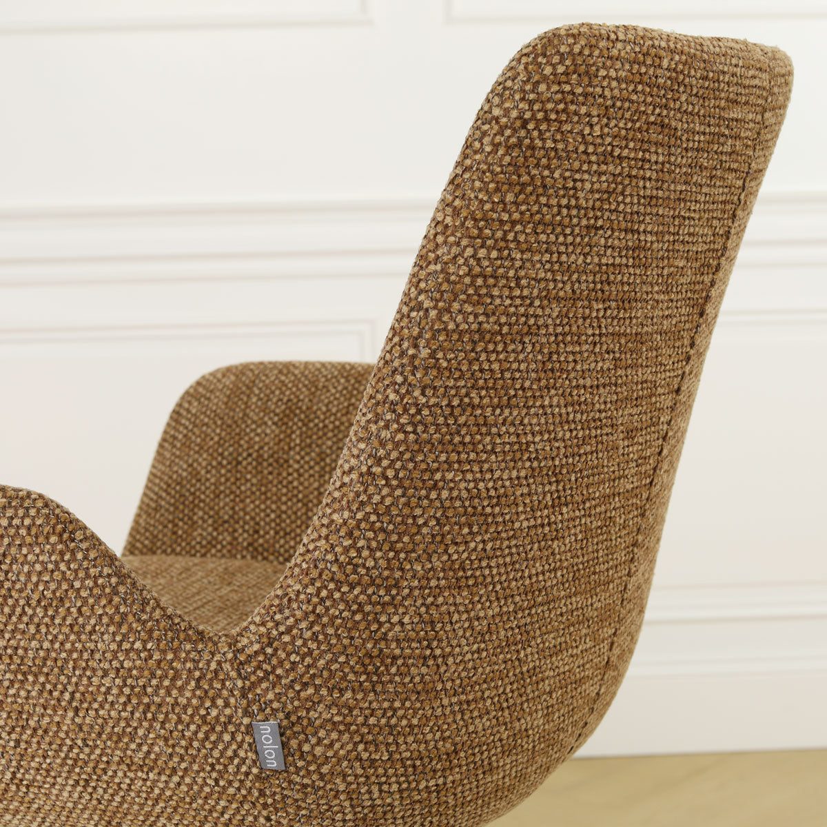 Noor-Eef draaibare eetkamerstoel bruin blend - houten onderstel