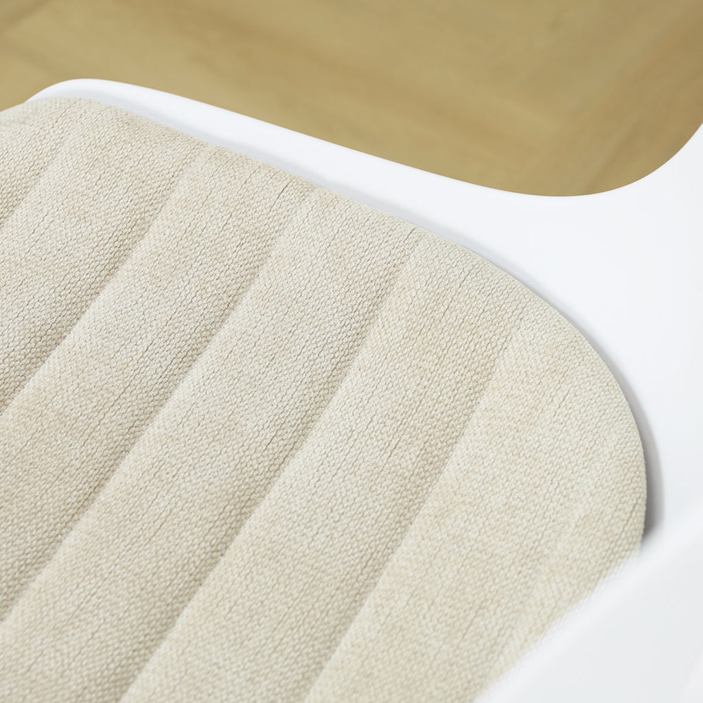 Nino-Liv barkruk wit met naturelbeige zitkussen - wit onderstel - 65 cm