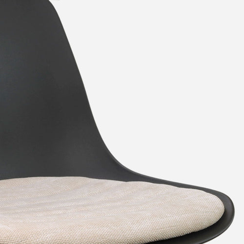 Niva-Liv draaibare tulp barkruk zwart met naturelbeige zitkussen - verstelbaar - mat zwart onderstel