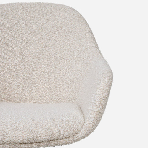 Noor-Mae draaibare eetkamerstoel bouclé beige - houten onderstel