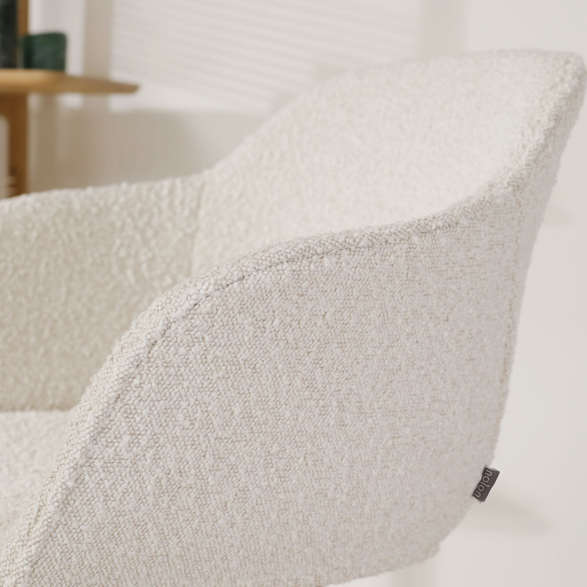Nout-Mare bureaustoel bouclé beige - wit onderstel