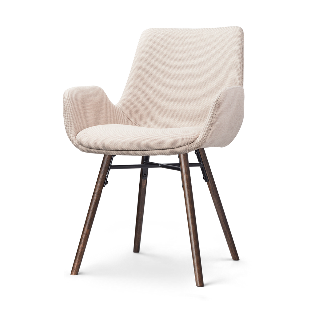 Nena-Eef eetkamerstoel beige - walnoot houten onderstel
