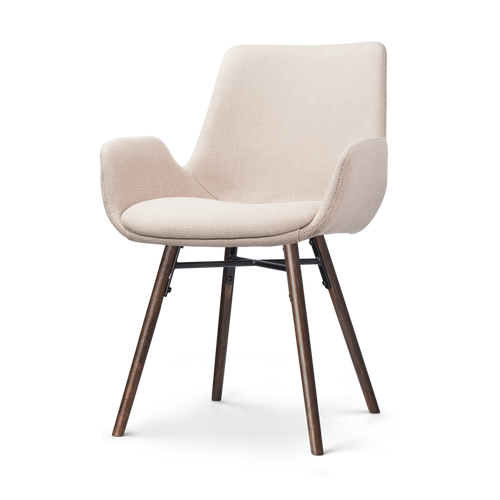 Nena-Eef eetkamerstoel beige - walnoot houten onderstel