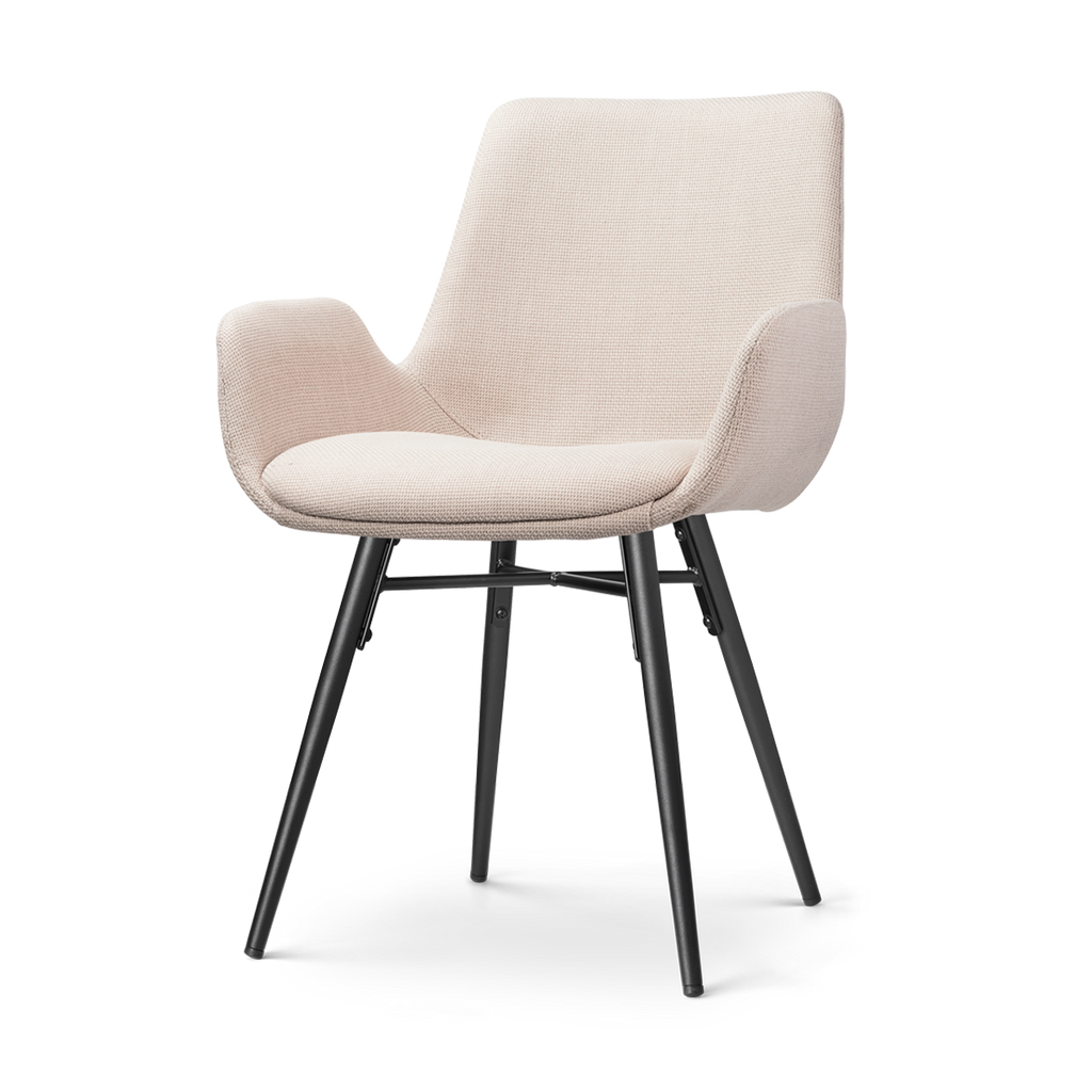 Nena-Eef eetkamerstoel beige - zwart houten onderstel