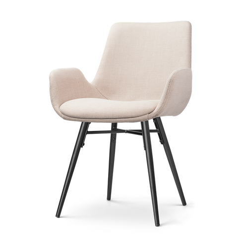 Nena-Eef eetkamerstoel beige - zwart houten onderstel