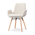 Nena-Eef eetkamerstoel bouclé beige - houten onderstel