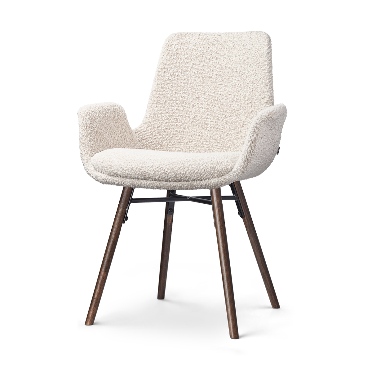 Nena-Eef eetkamerstoel bouclé beige - walnoot houten onderstel