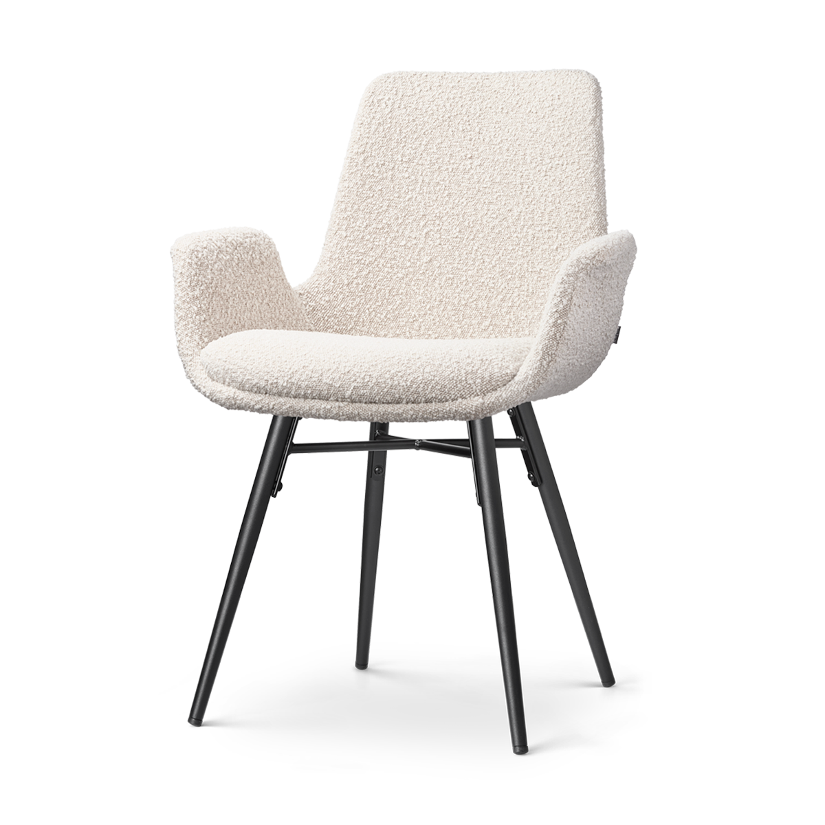Nena-Eef eetkamerstoel bouclé beige - zwart houten onderstel