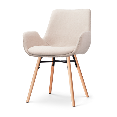 Nena-Eef eetkamerstoel beige - houten onderstel