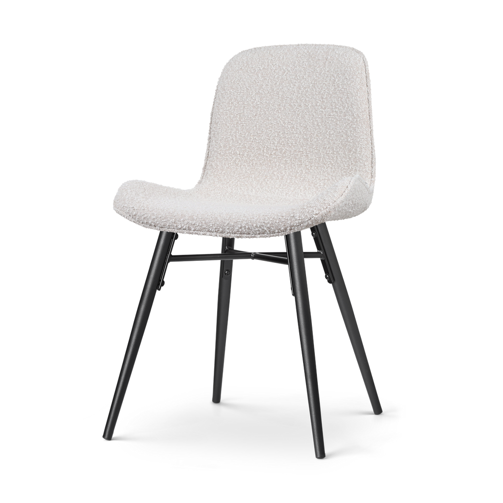 Nena-Fé eetkamerstoel bouclé beige - zwart houten onderstel