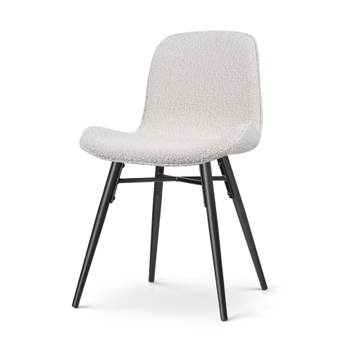 Nena-Fé eetkamerstoel bouclé beige - zwart houten onderstel