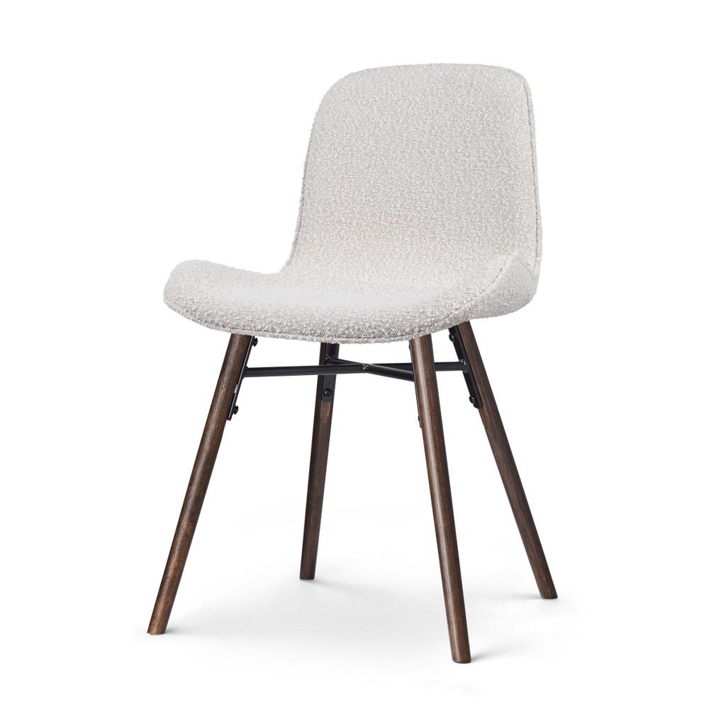 Nena-Fé eetkamerstoel bouclé beige - walnoot houten onderstel