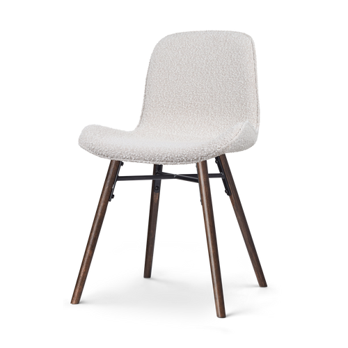 Nena-Fé eetkamerstoel bouclé beige - walnoot houten onderstel