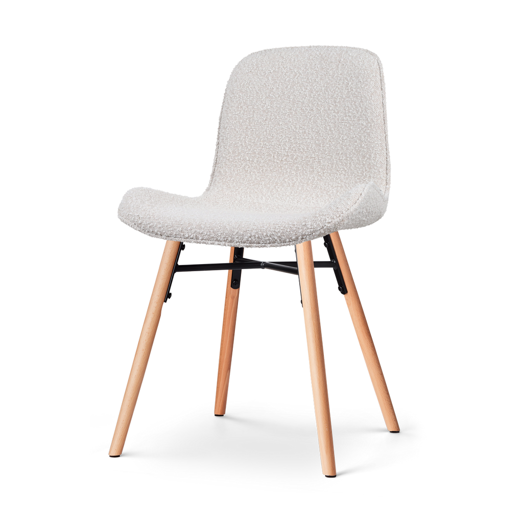 Nena-Fé eetkamerstoel bouclé beige - houten onderstel