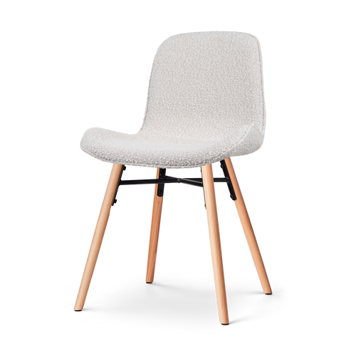 Nena-Fé eetkamerstoel bouclé beige - houten onderstel