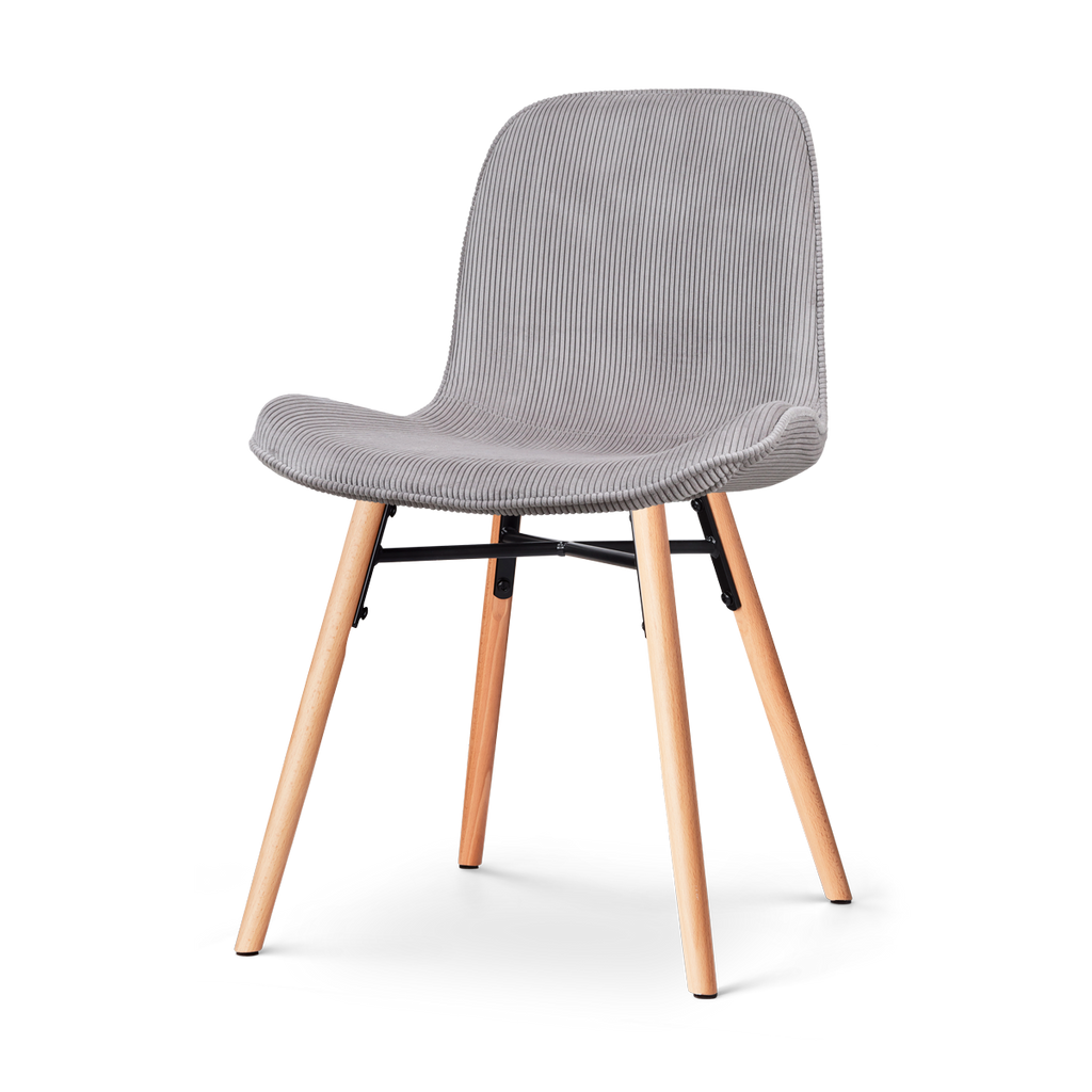 Nena-Fé eetkamerstoel rib warm grijs - houten onderstel