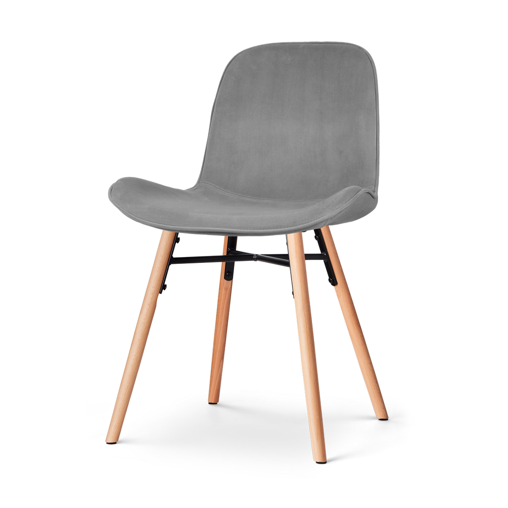 Nena-Fé eetkamerstoel velvet grijs - houten onderstel