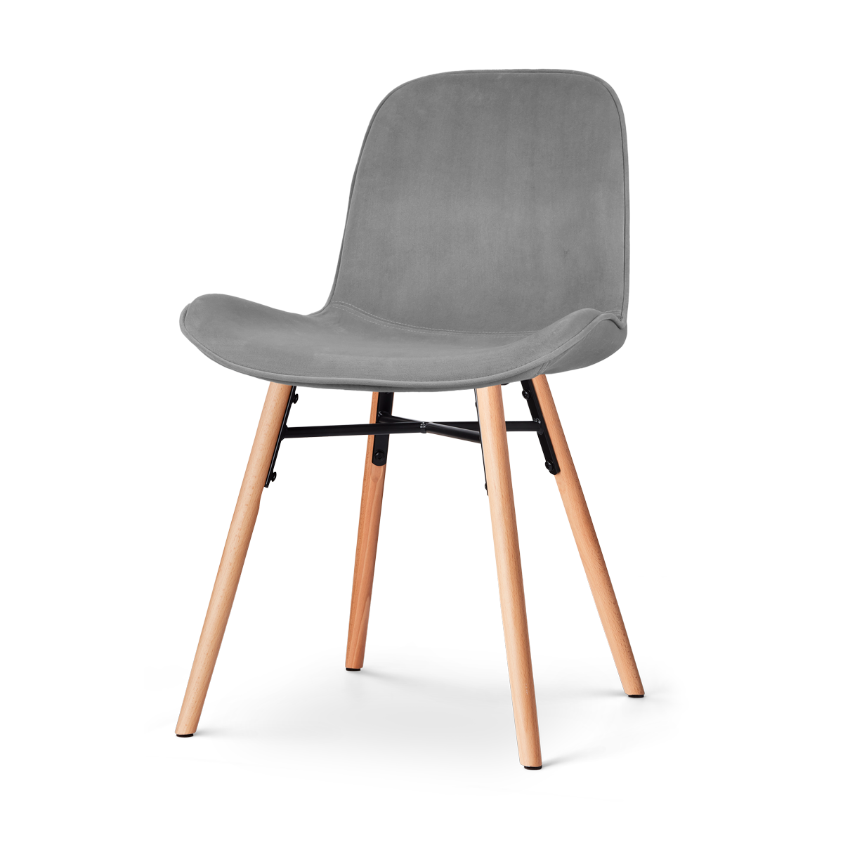 Nena-Fé eetkamerstoel velvet grijs - houten onderstel