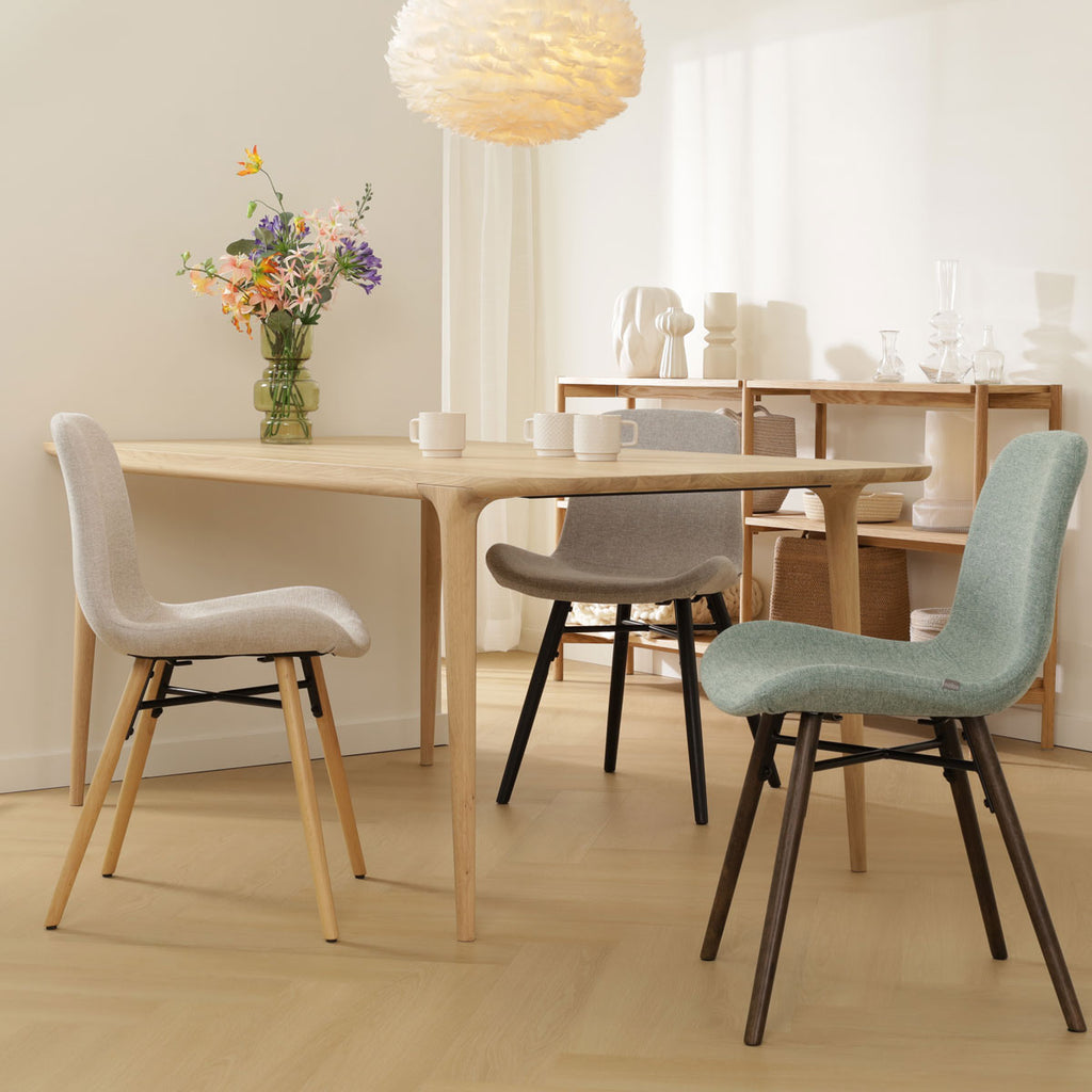 Nena-Fé eetkamerstoel cottonbeige - zwart houten onderstel