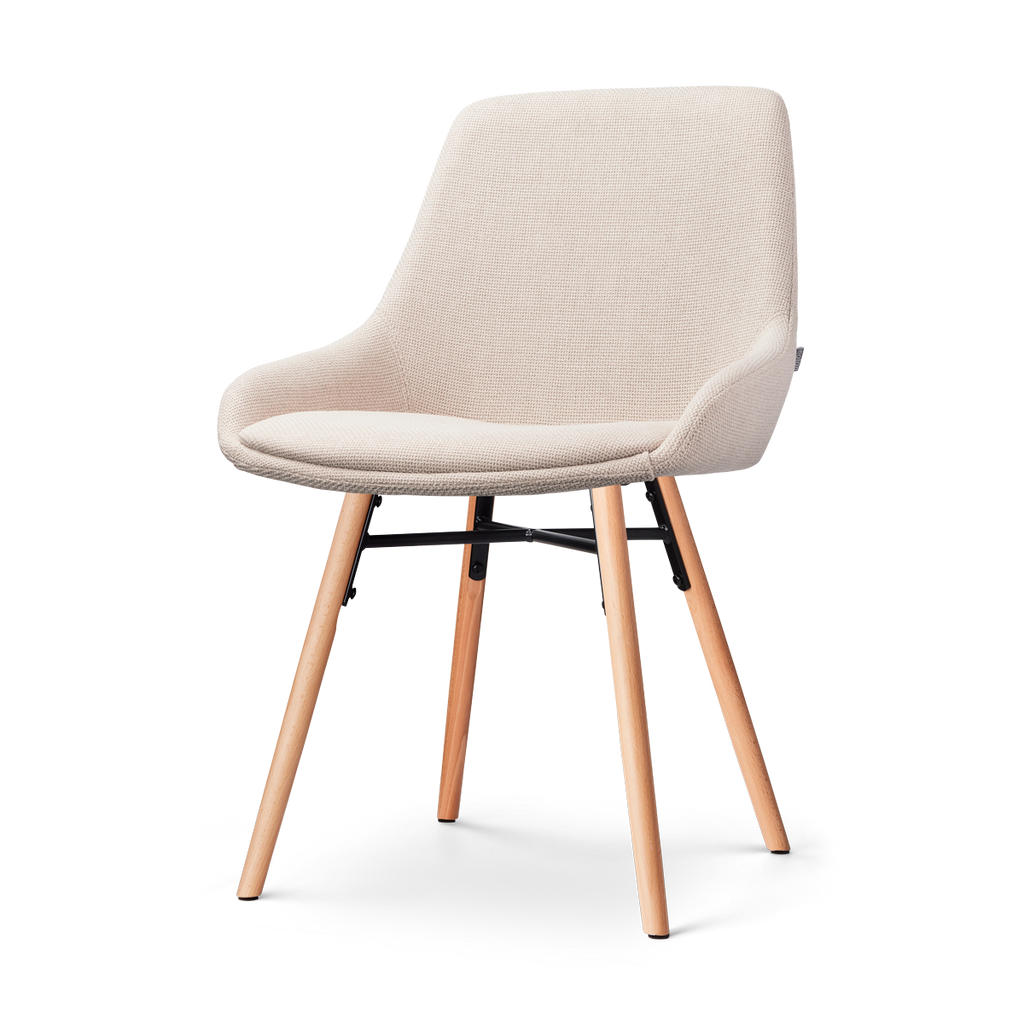 Nena-Isa eetkamerstoel beige - houten onderstel
